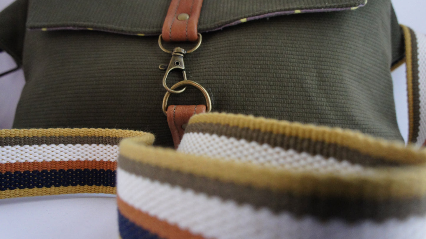 Khaki Bedford Cord Cross body bag