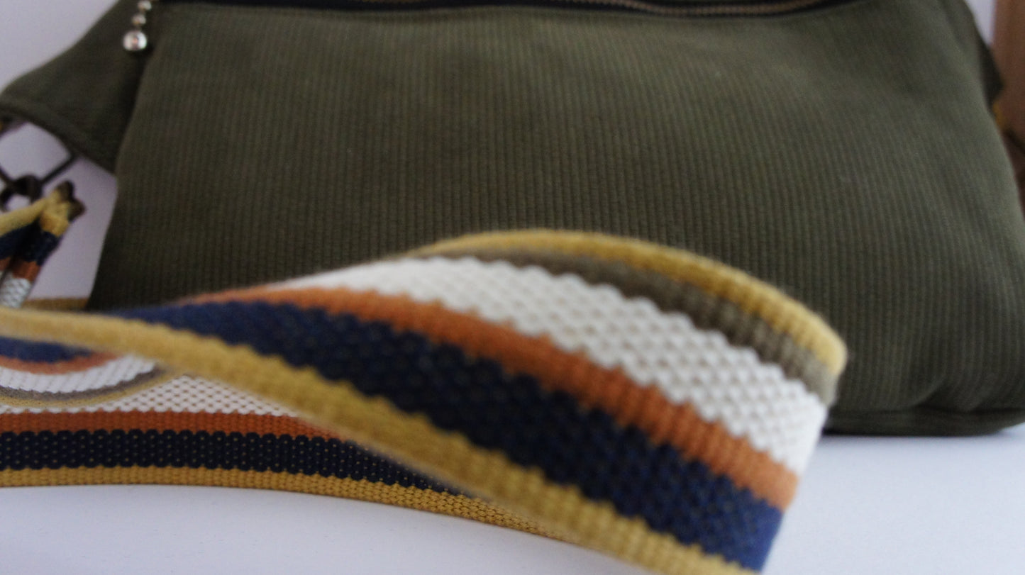 Khaki Bedford Cord Cross body bag