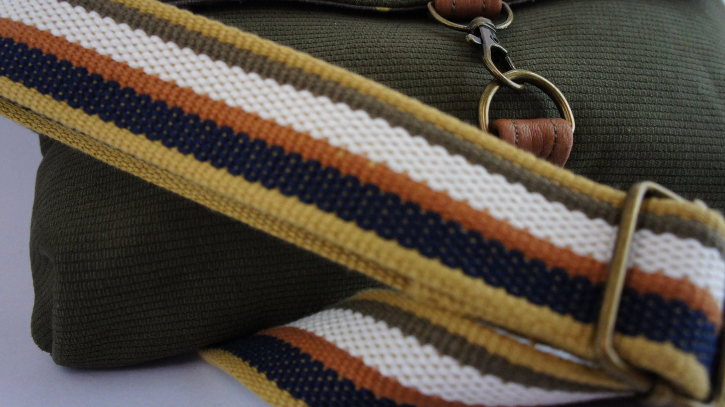 Khaki Bedford Cord Cross body bag