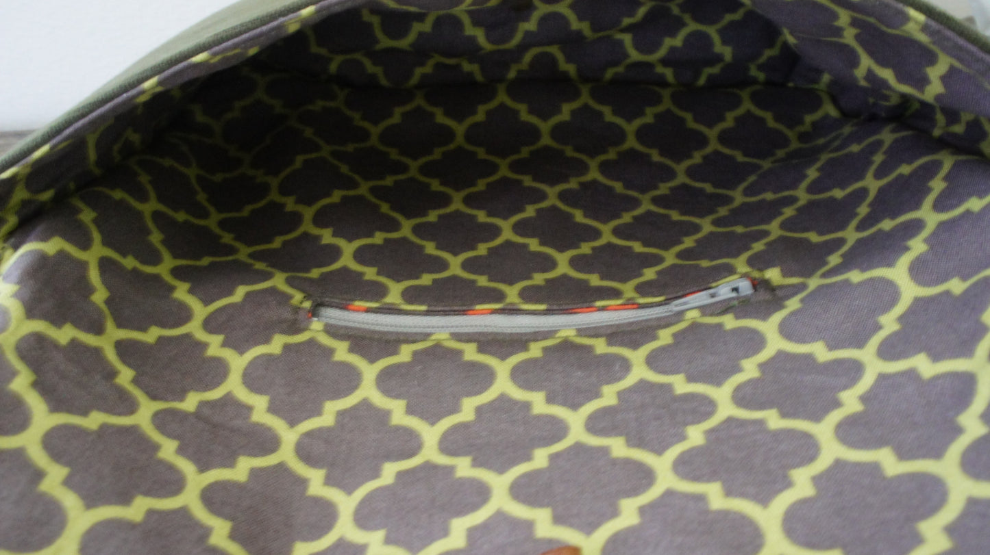 Khaki Bedford Cord Cross body bag